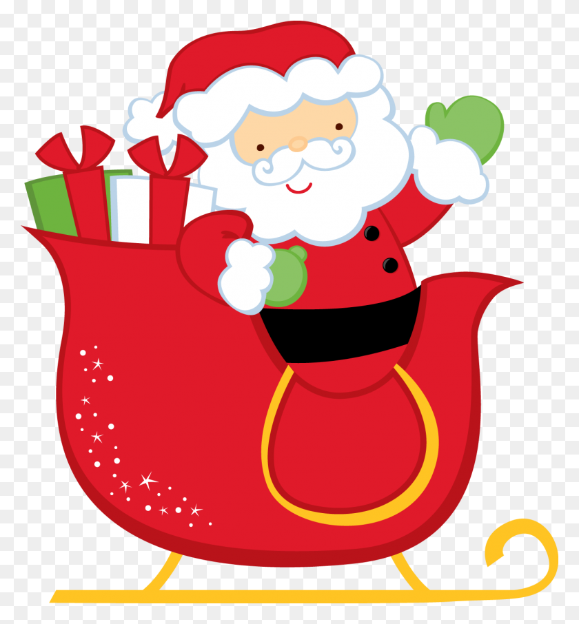 1291x1401 Christmas Santa And Sleigh Clip Art Clip Art - Santa Sleigh Clipart