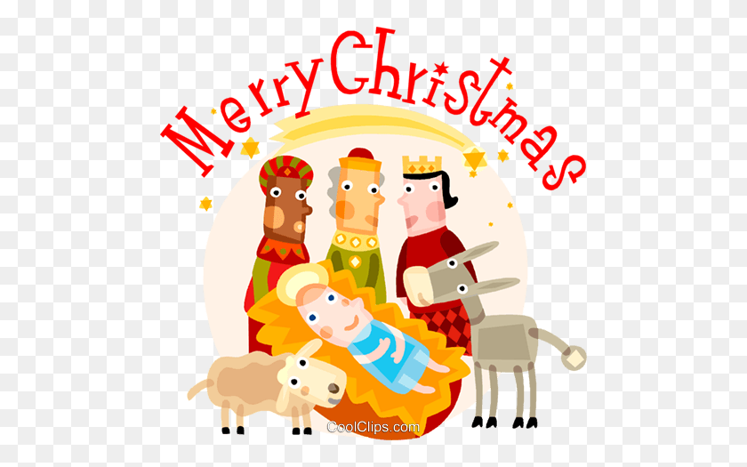 480x465 Christmas Scene Royalty Free Vector Clip Art Illustration - Family Christmas Clipart