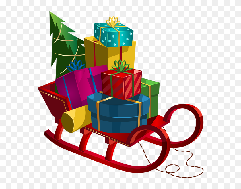 596x600 Christmas Sleigh With Gifts Png Clip Art Gallery - Santa Sleigh Clipart