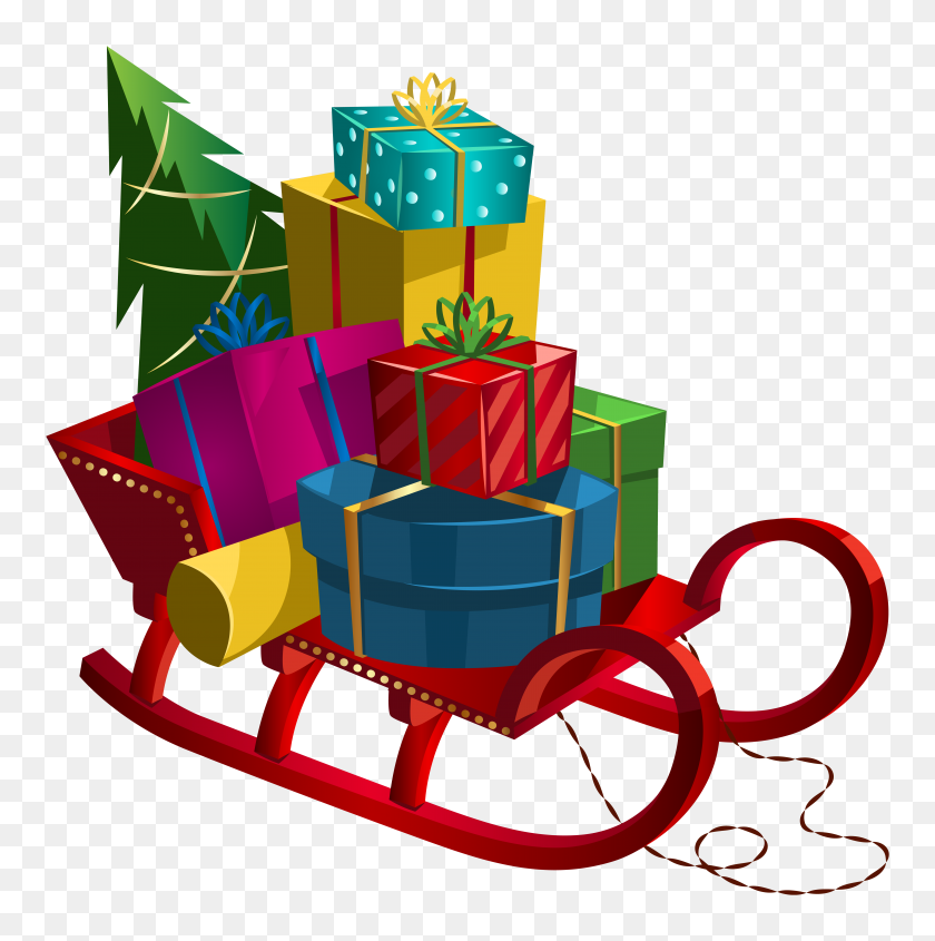 5995x6034 Christmas Sleigh With Gifts Png Clip Art Gallery - Sled Clipart