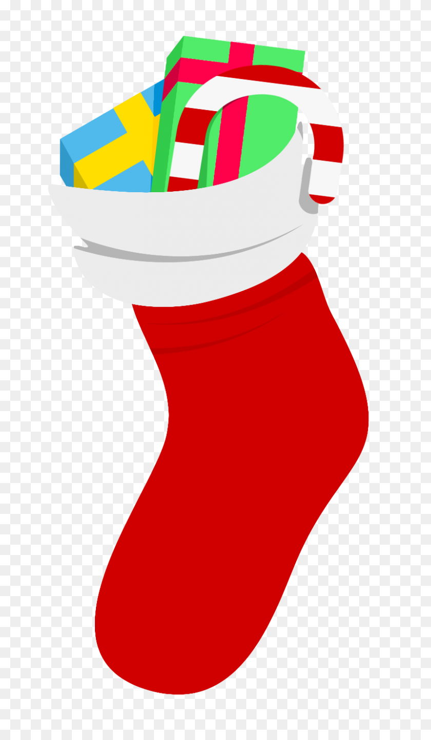 800x1416 Christmas Sock - Seasons Greetings Clipart