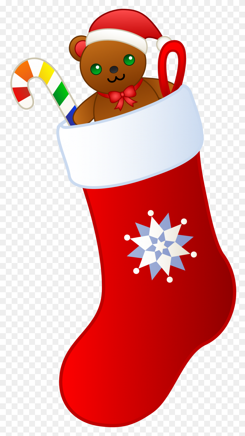 4037x7412 Christmas Stocking Filled With Gifts - Cute Christmas Clipart