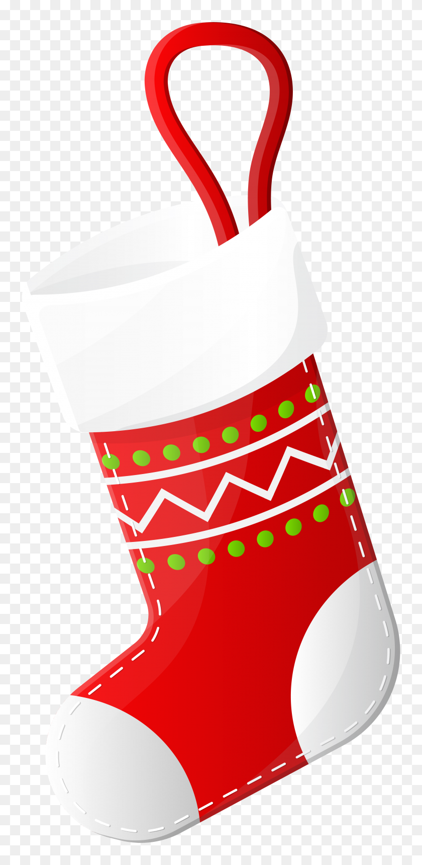 3761x8000 Christmas Stocking Red Clip Art - Oyster Clipart