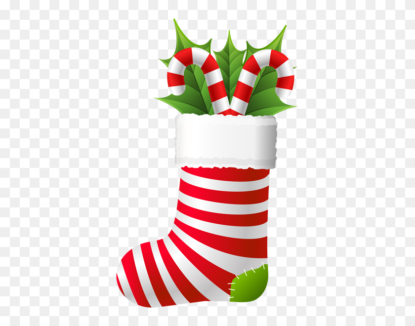 378x600 Christmas Stocking With Candy Canes Png Clip Art Projects To Try - Stocking PNG