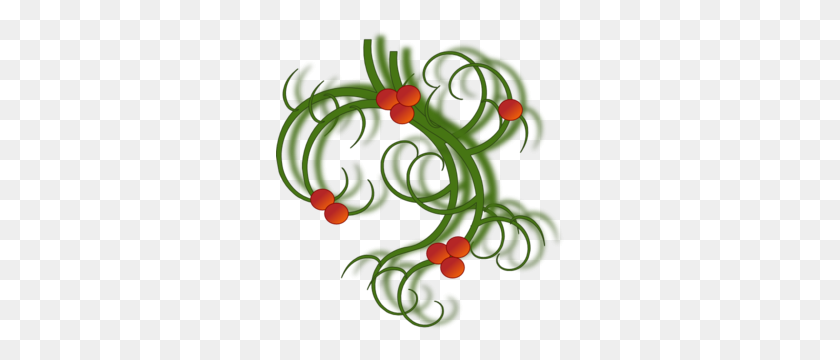 288x300 Christmas Swirls With Holly Berries Clip Art Clip Art - Holly Berry Clipart