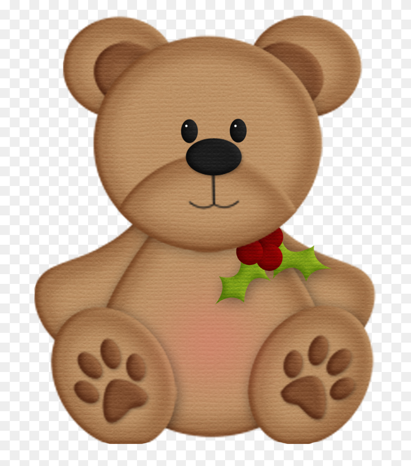 701x892 Рождественские Плюшевые Мишки - Милый Медведь Клипарт