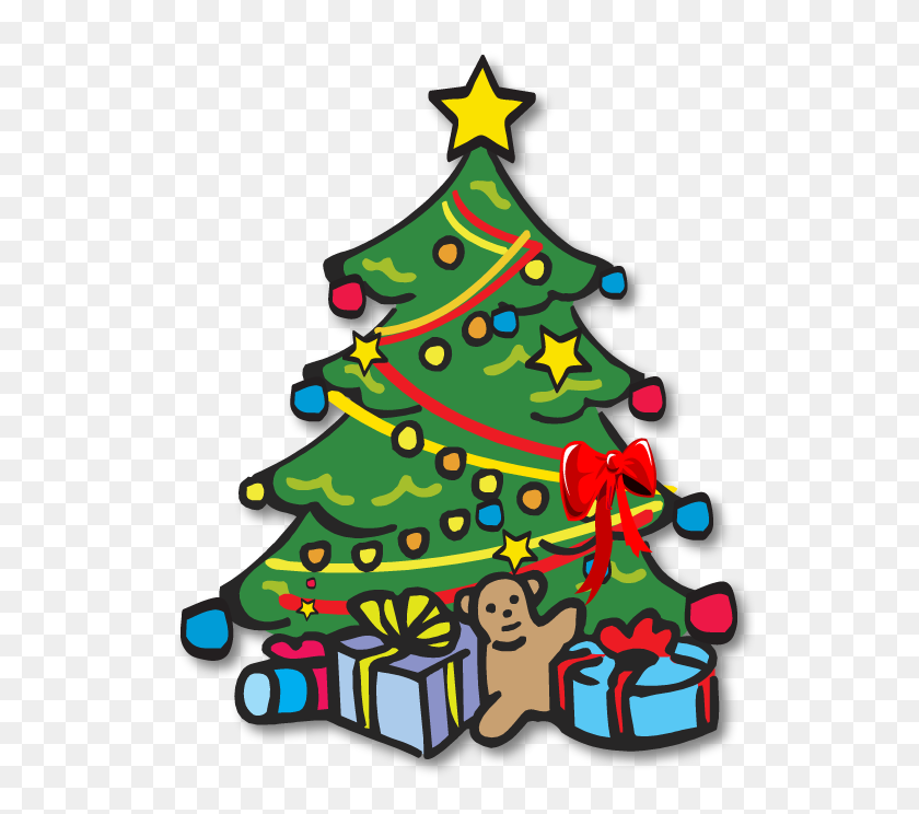 541x684 Christmas Tree Black And White Christmas Tree With Presents - Christmas Tree With Presents Clipart