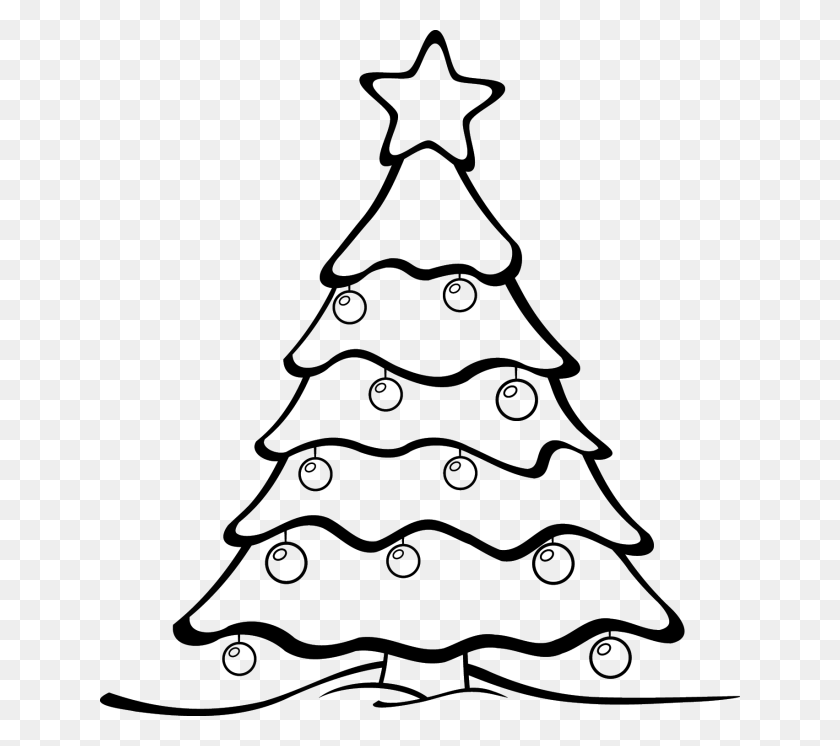 640x686 Christmas Tree Black And White Pretty Decorated Christmas Trees - Christmas Clipart