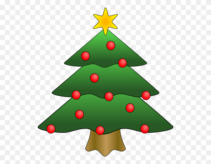 540x595 Christmas Tree Clip Art Free Vector - Christmas Tree Decorations Clipart