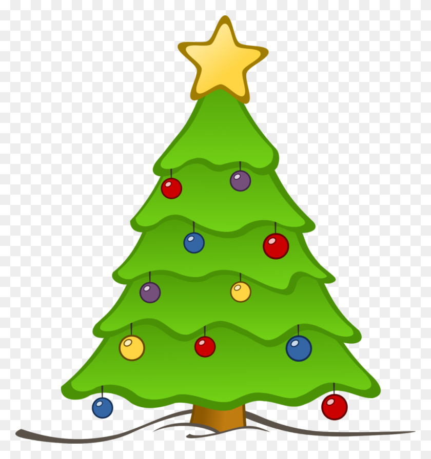 955x1024 Christmas Tree Clip Art Xmas - Transparent Tree Clipart