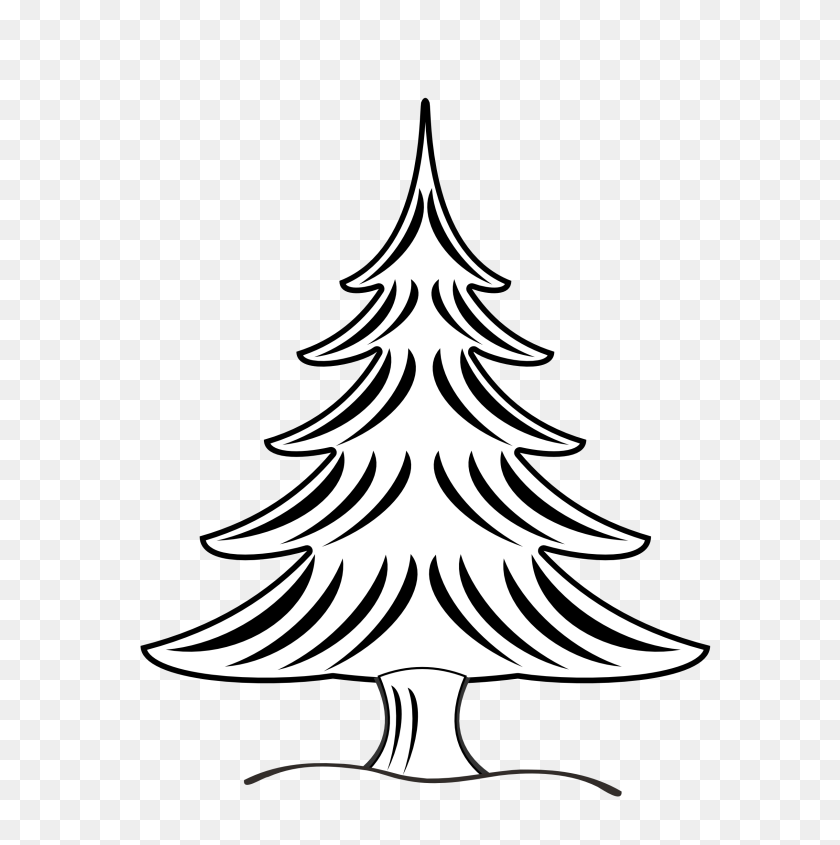 640x785 Christmas Tree Clipart Black And White - Bare Tree Clipart Black And White