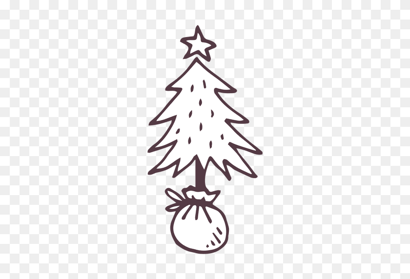 512x512 Christmas Tree Hand Drawn Icon - Evergreen Tree PNG