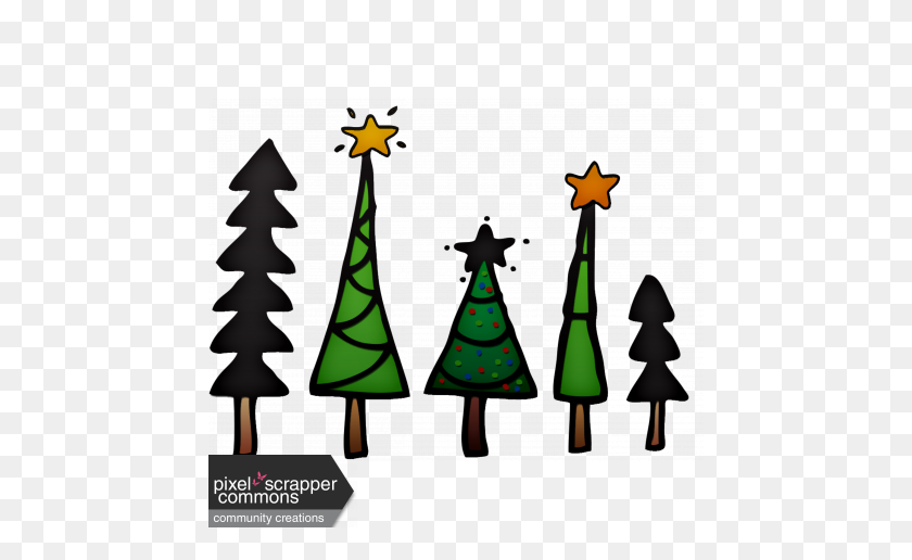 456x456 Christmas Tree Line Element Graphic - Treeline PNG