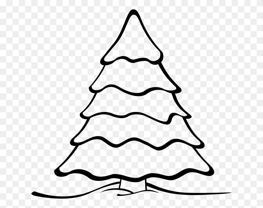 640x607 Christmas Tree Outline Png - Snowman Clipart Black And White Free