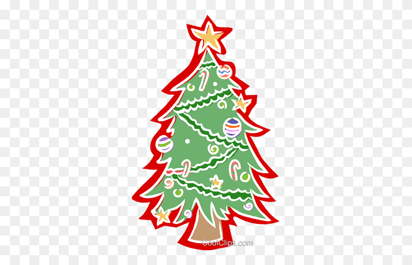 301x480 Árbol De Navidad Libre De Regalías Vector Clipart Ilustración - Decoraciones De Navidad Clipart