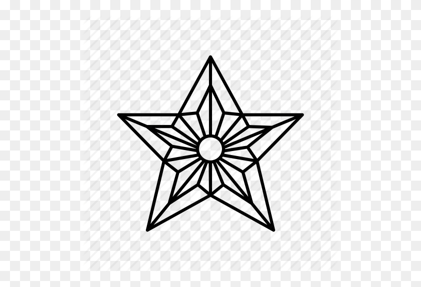 512x512 Estrella De Árbol De Navidad, Estrella Colgante, Estrella De Origami, Estrella De Contorno - Estrellas Colgantes Png