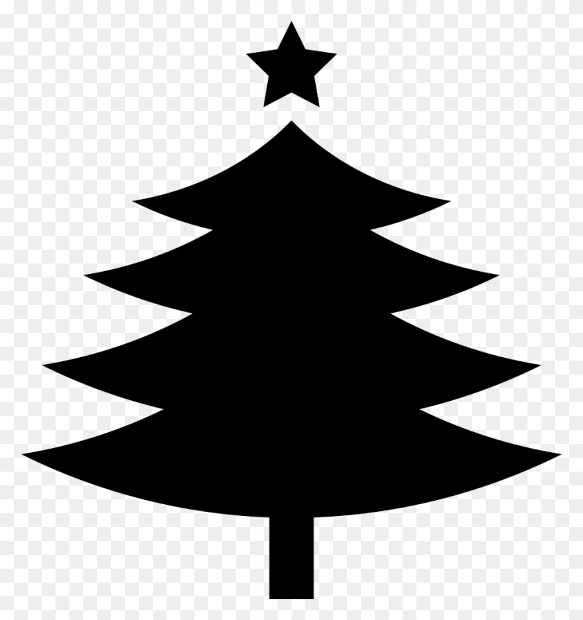 916x980 Árbol De Navidad Con Una Estrella De Cinco Puntas En La Parte Superior Png Icon Free - Tree Top Png
