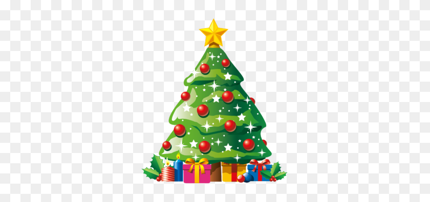 300x336 Christmas Tree With Presents Clip Art Happy Holidays! - Holiday Gift Clipart