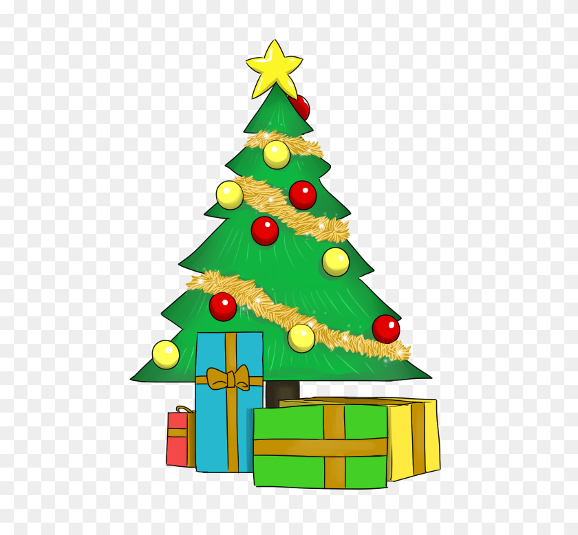 528x718 Christmas Tree With Presents Clipart - Watermark Clipart