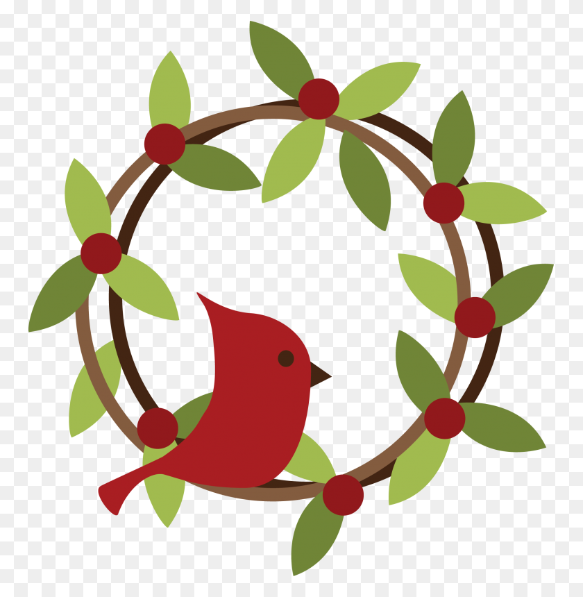757x800 Christmas Wreath Clipart - Cardinal Clipart Free