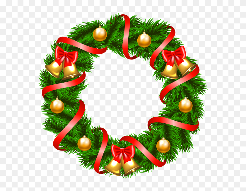 600x592 Christmas Wreath Clipart Png - Black And White Wreath Clipart
