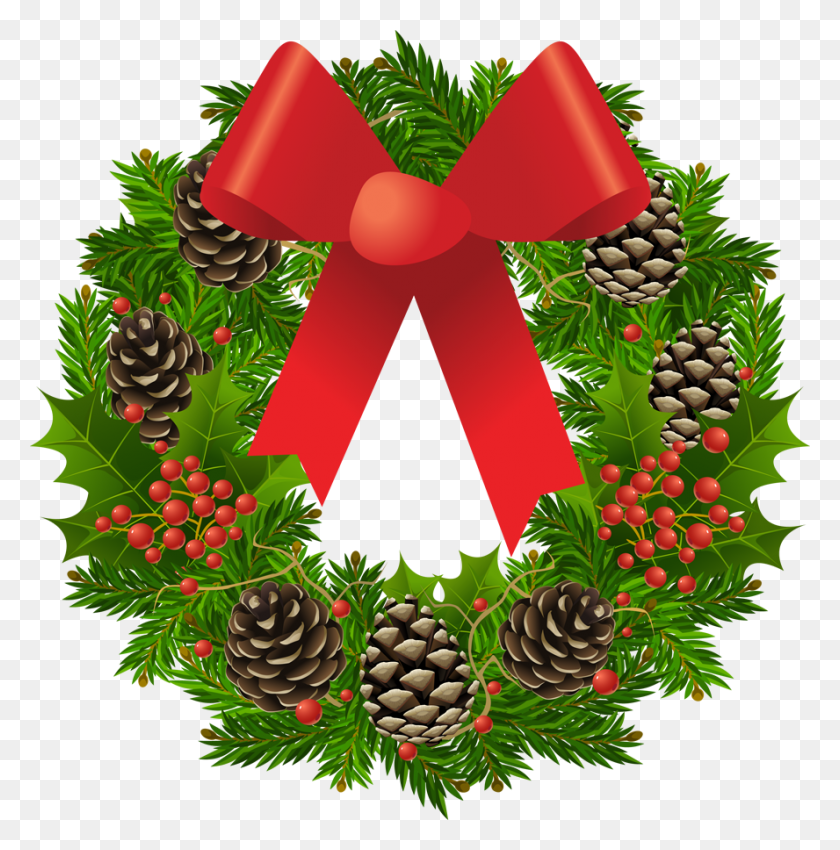 888x900 Christmas Wreath Decoration Png - Wreath PNG