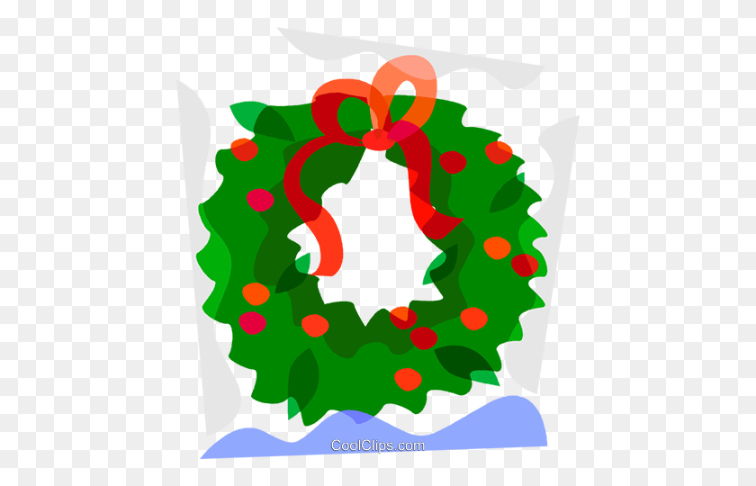 448x480 Christmas Wreath Royalty Free Vector Clip Art Illustration - Holly Wreath Clipart