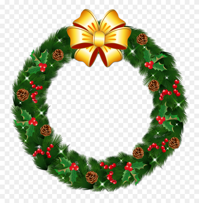 4500x4606 Christmas Wreath With Ornaments Clipart - Free Wreath Clip Art