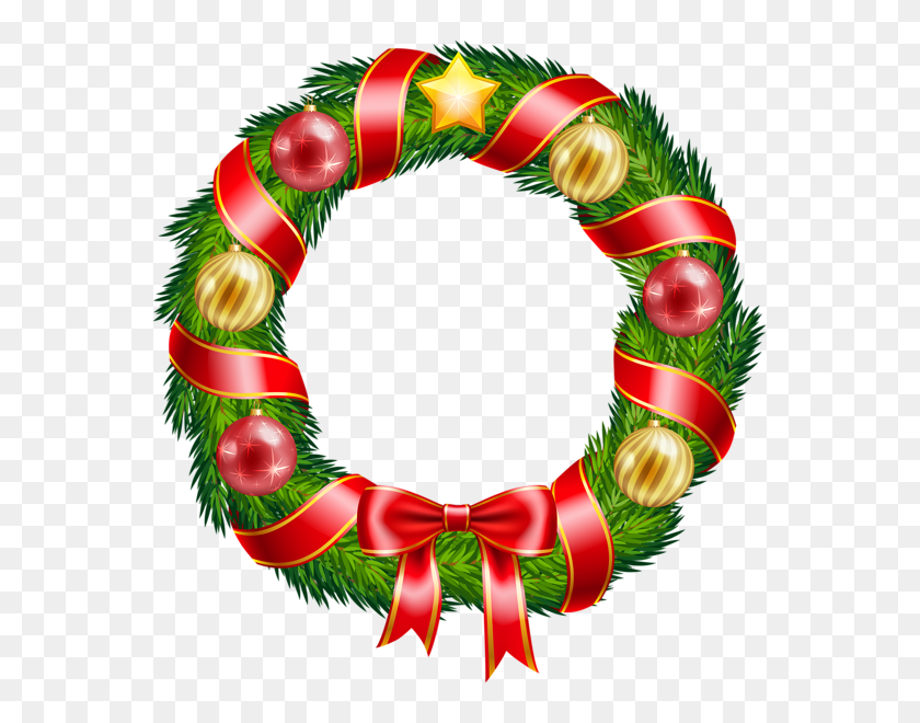 573x600 Christmas Wreaths Clipart Free Download Clip Art - Christmas Garland Clipart
