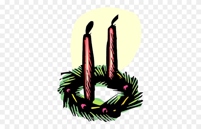 359x480 Christmasadvent Wreath Royalty Free Vector Clip Art Illustration - Advent Wreath Clipart
