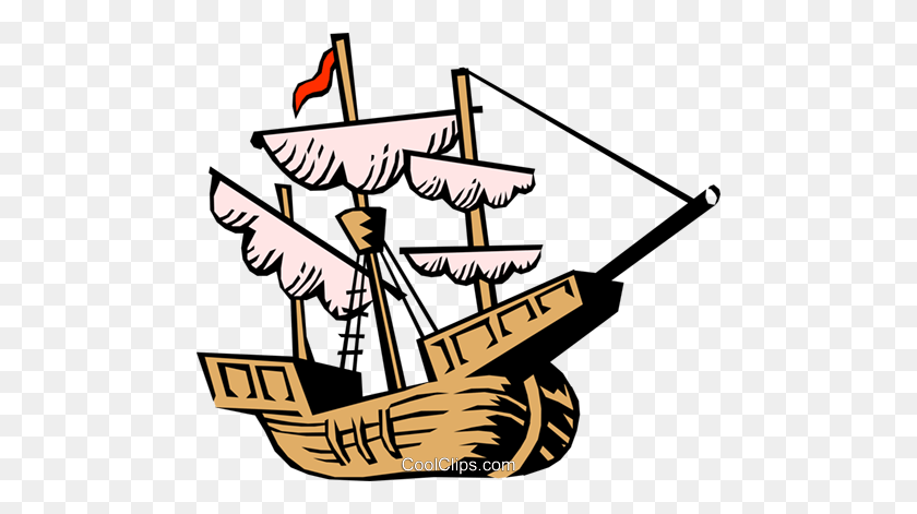 480x411 Christopher Columbus' Ship Royalty Free Vector Clip Art - Boat Clipart PNG