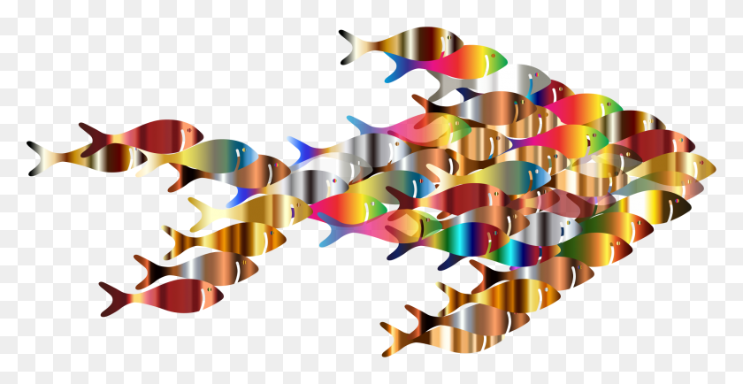 2109x1012 Chromatic Colorful Fish Fractal Icons Png - Fractal PNG