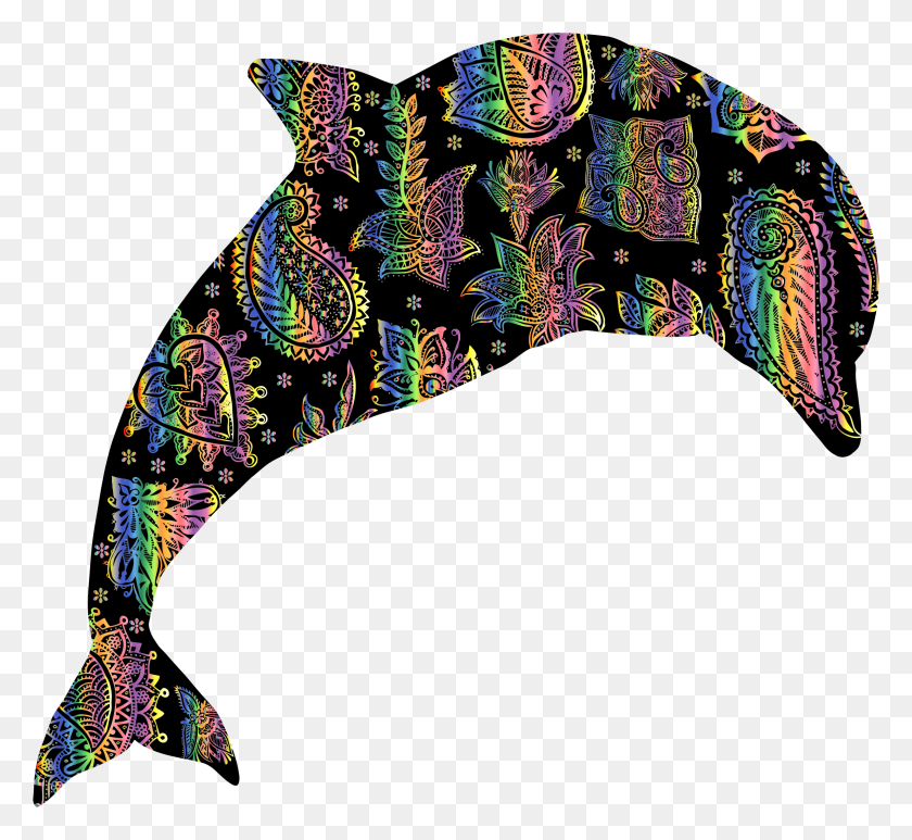 2350x2150 Хроматический Цветочный Узор Дельфин Иконки Png - Цветочный Узор Png