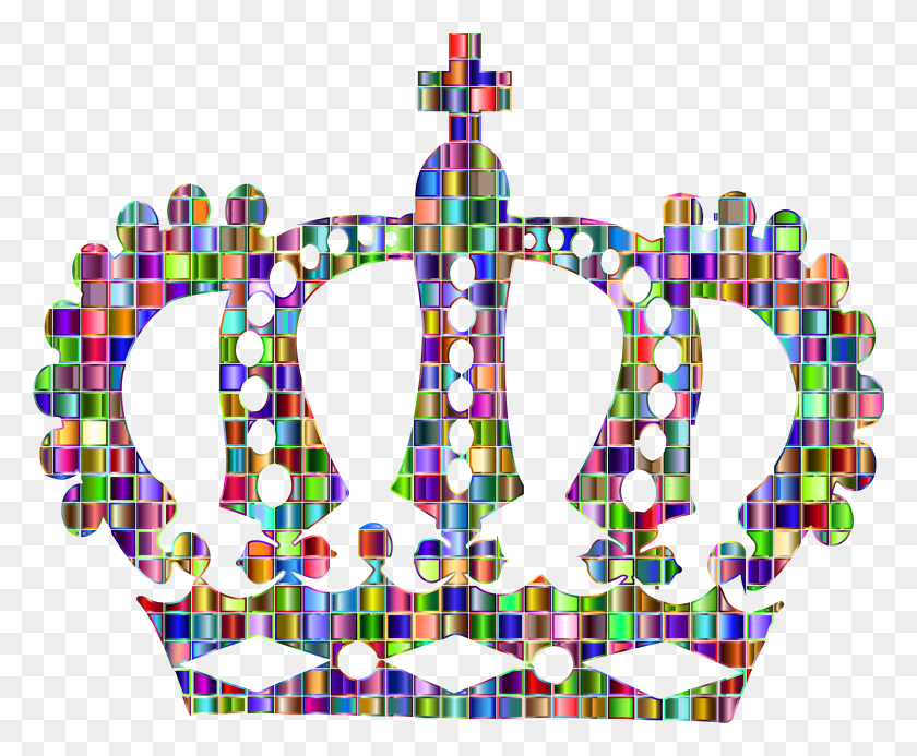 2318x1882 Chromatic Mosaic Royal Crown Icons Png - Mosaic PNG