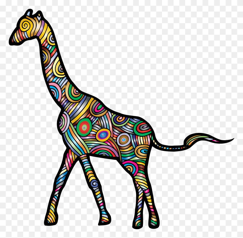 2354x2302 Chromatic Stylized Giraffe Icons Png - Giraffe PNG