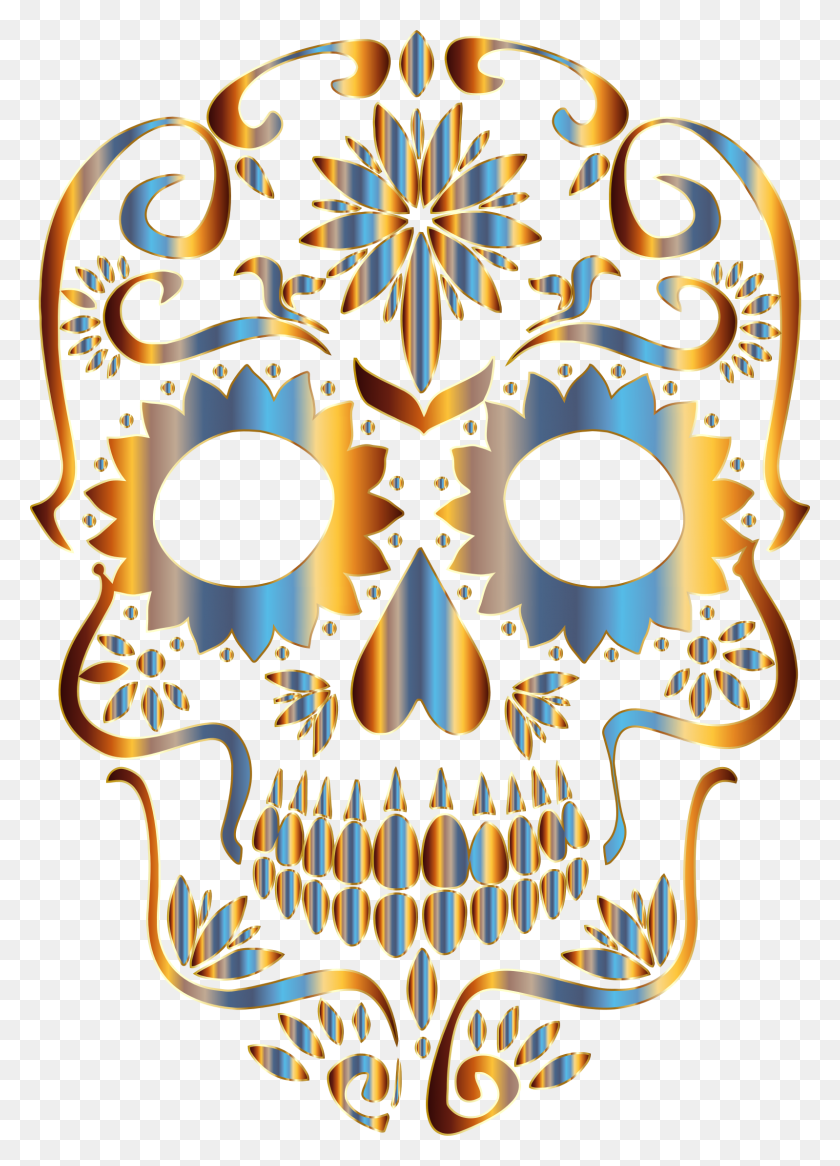 1598x2266 Chromatic Sugar Skull Silhouette No Background Icons Png - Skull Silhouette PNG