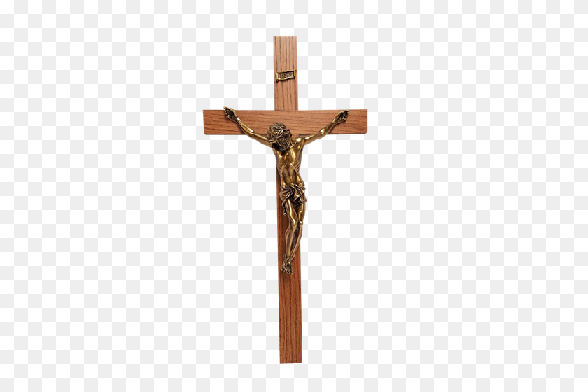 500x500 Church Crucifix Silver Or Bronze Italian Corpus Wooden Cross - Wooden Cross PNG