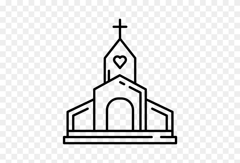 512x512 Церковь, Любовь, День Святого Валентина, Свадебная Икона - Церковный Шпиль Клипарт