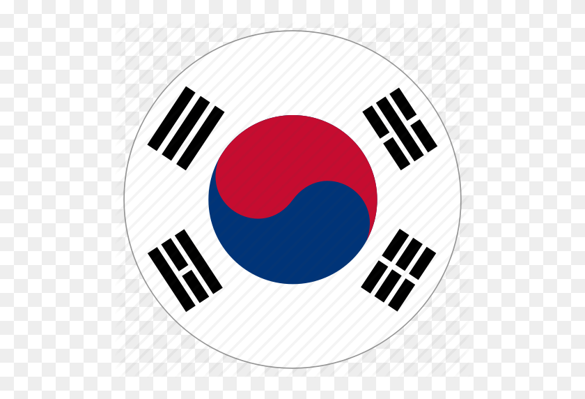 512x512 Círculo, País, Bandera, Icono De Corea Del Sur - Bandera De Corea Del Sur Png