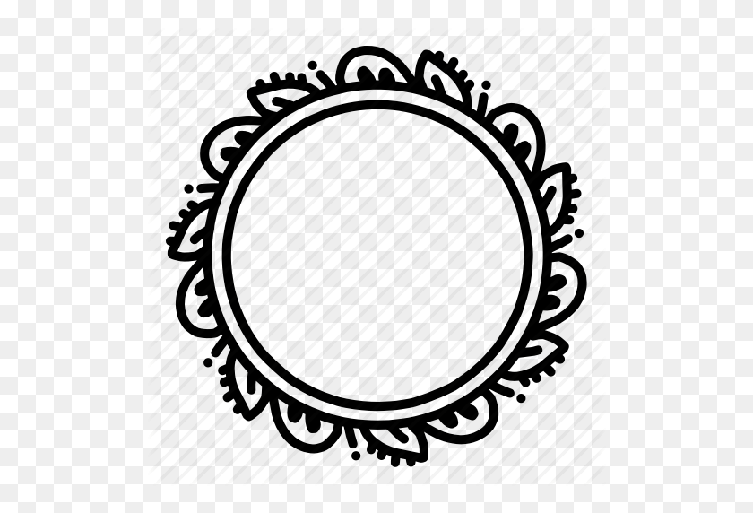 512x512 Circle, Decoration, Doodle, Floral, Frame, Leaves, Wreath Icon - Floral Circle PNG