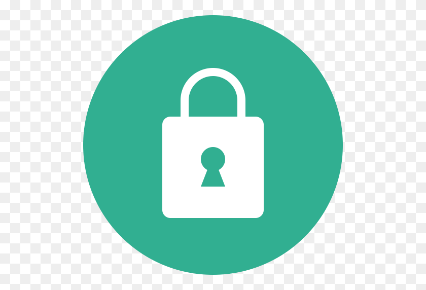 512x512 Круг, Зеленый, Замок, Конфиденциальность, Сейф, Защищенный, Значок Безопасности - Безопасный Png