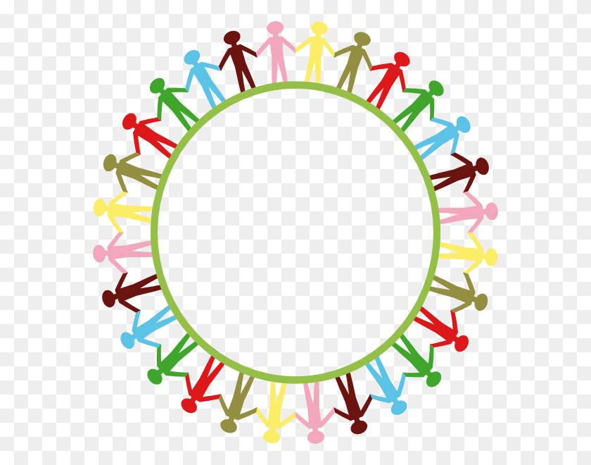 576x600 Circle Holding Hands Clip Art - Kids Working Together Clipart