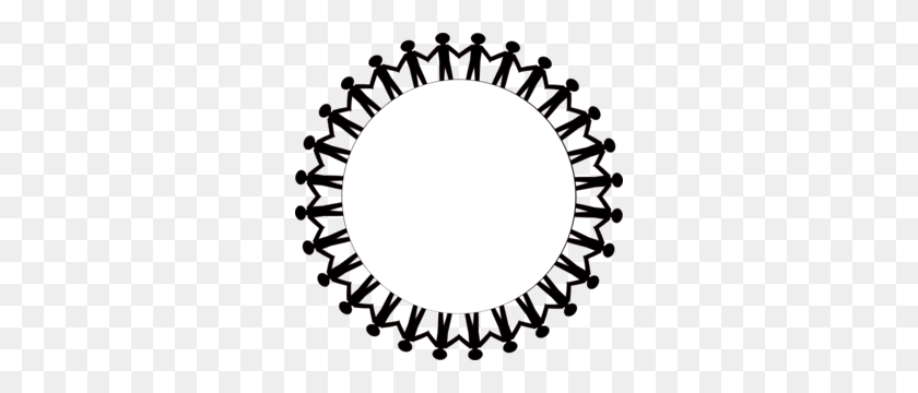 300x300 Circle Holding Hands Stick People Black Clip Art - People Black And White Clipart