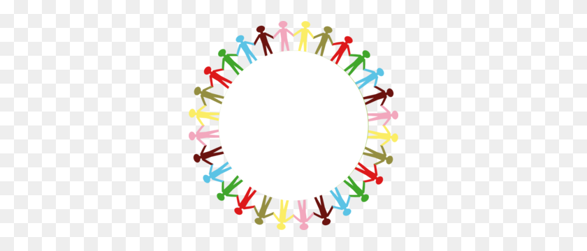 300x300 Circle Holding Hands Stick People Multi Coloured Clip Art - People Shaking Hands Clipart