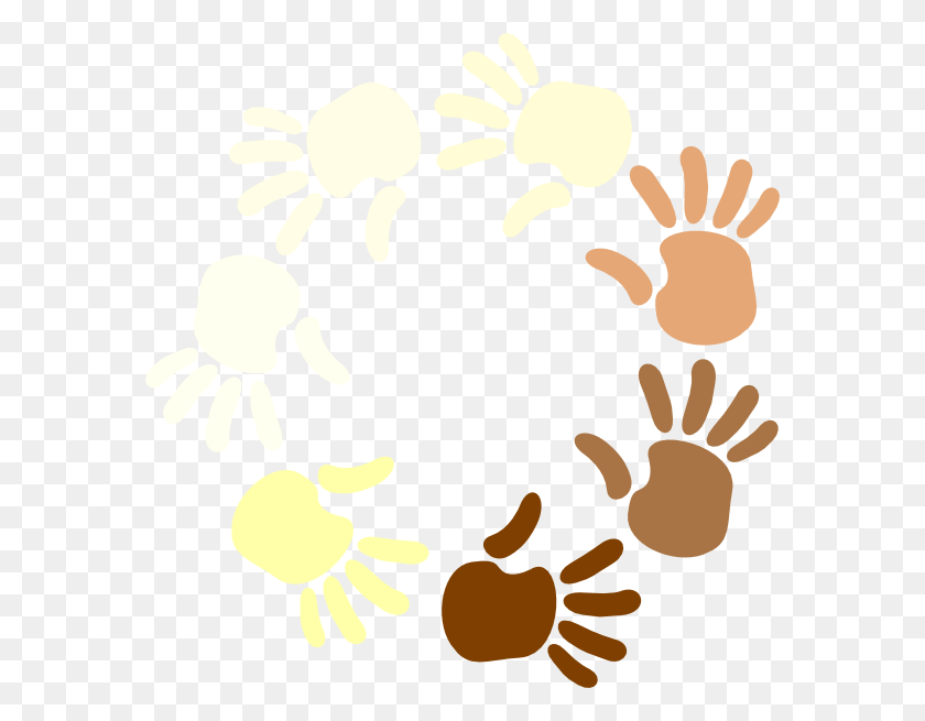576x595 Circle Of Multicultural Hands Clip Art - Multicultural Clipart