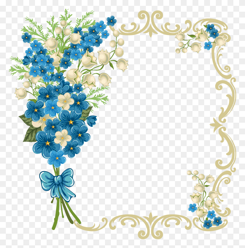 1351x1367 Circle Oval And Other Form Frame - Floral Frame PNG