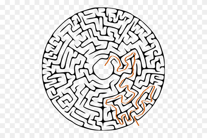 499x500 Circular Maze With Solution - Maze PNG