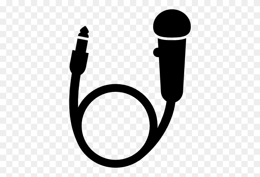 512x512 Circular Microphone With Cord And Jack - Microphone Silhouette PNG