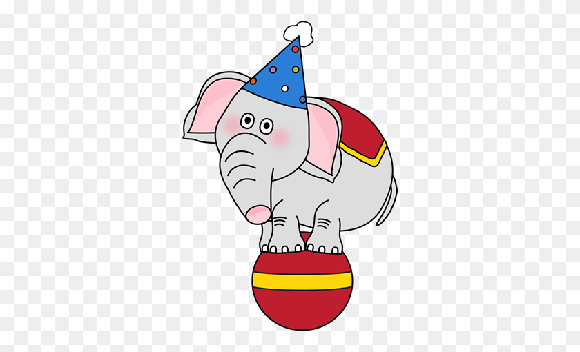 312x450 Circus Elephant On A Ball Clip Art - Ball Clipart
