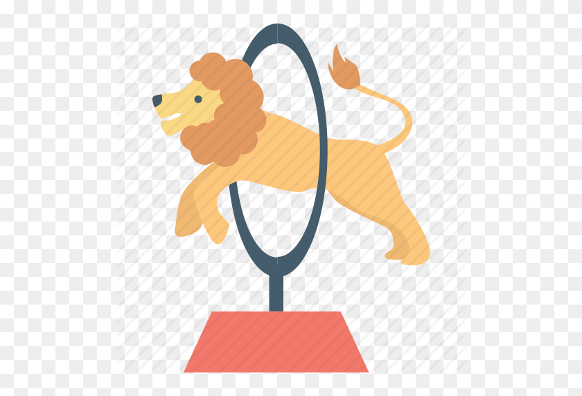 512x512 Circus, Fire Hoop, Hoop, Lion, Lion Jumping Icon - Circus Lion Clipart